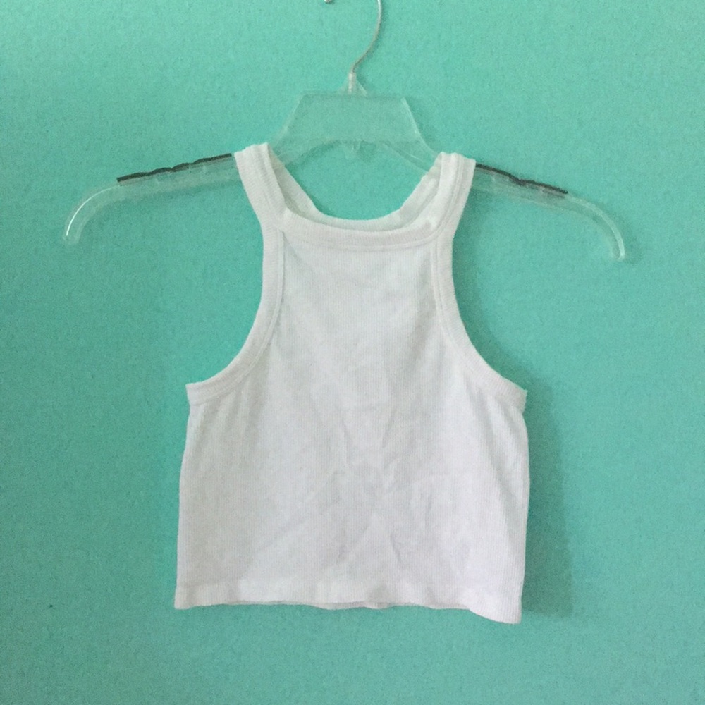 white cropped tank